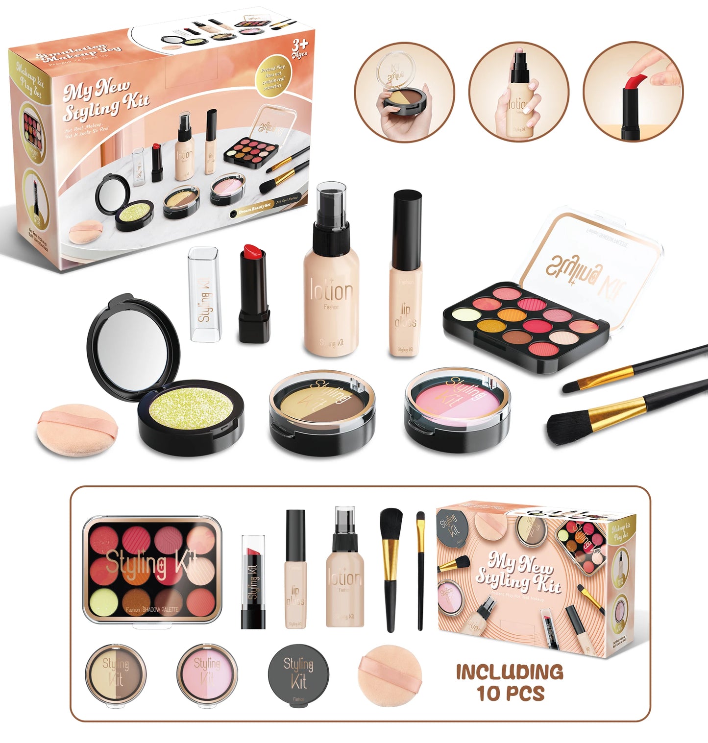 Kids Pretend Makeup Set – Simulated Cosmetic Toy Kit
