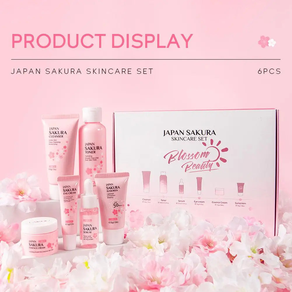 Surnelia Elite: 6-Piece Sakura Complete Brightening & Hydrating Skincare Gift Set