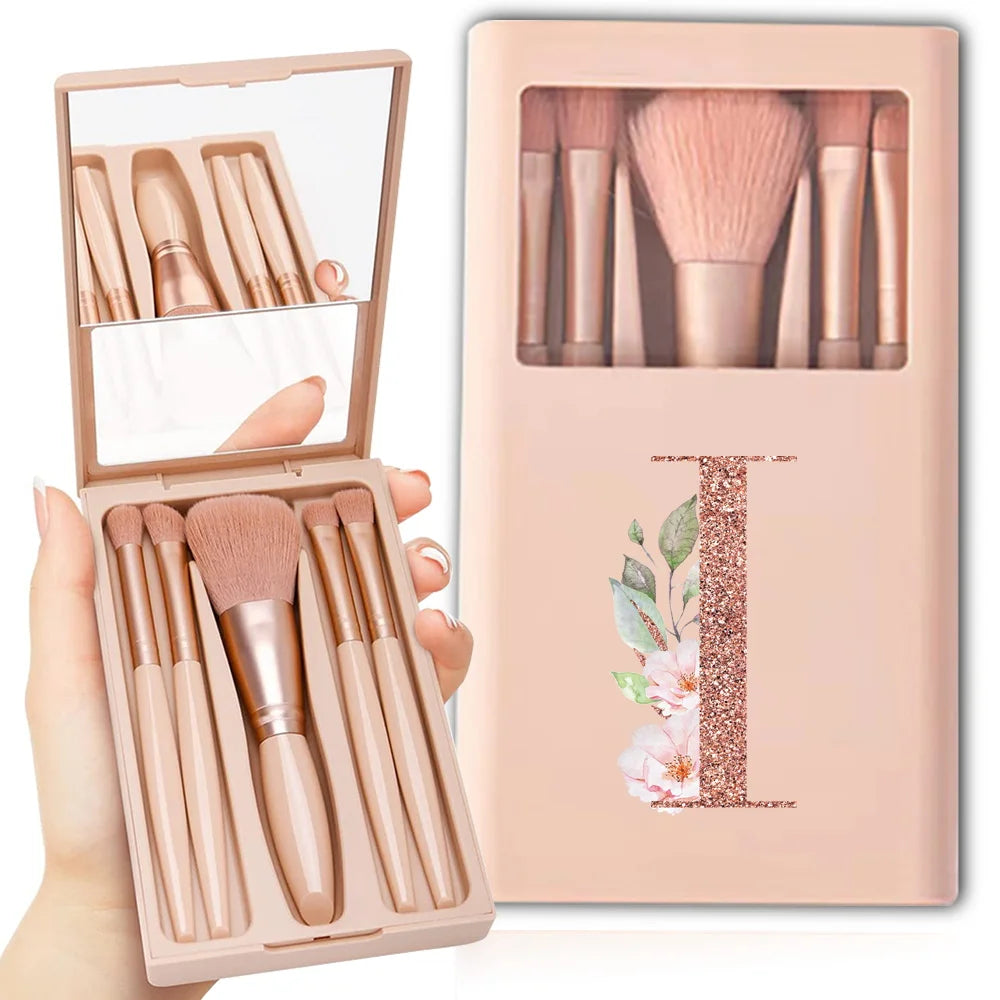 5pcs Makeup Brush Set – Foldable Case with Mirror