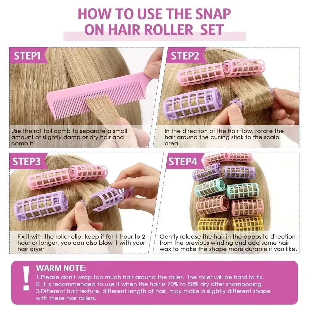 Heatless Hair Curler Set – No Heat Curling Rollers (Multi-Size Options)