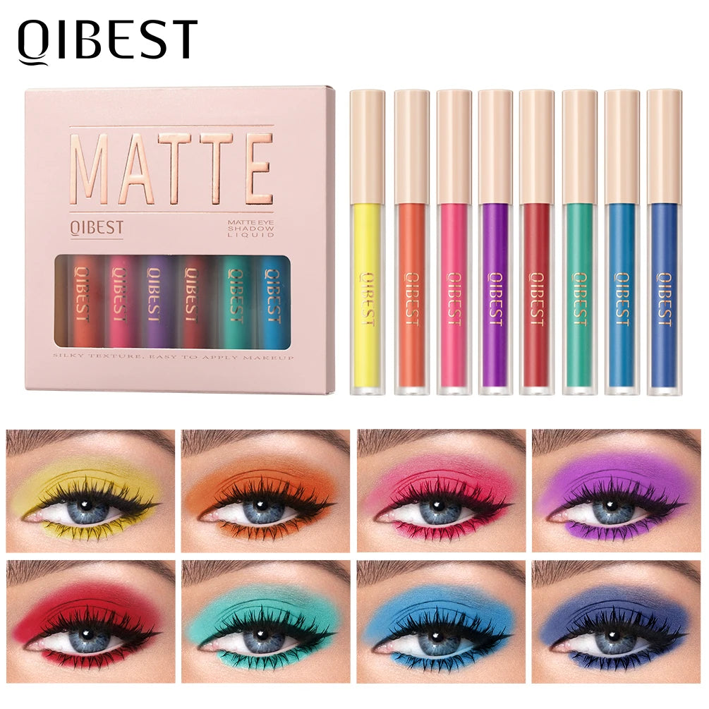 QIBEST Matte Liquid Shadow Collection – 8-Stick Set, Dual-Use for Eyes & Cheeks