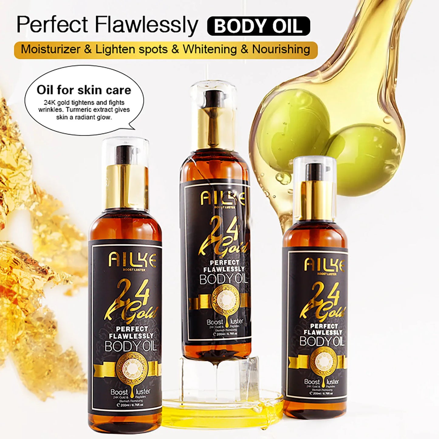 AILKE 24K Gold Skin Care Range – Dark Spot Reducer, Moisturizer & Anti-Wrinkle for Men & Women