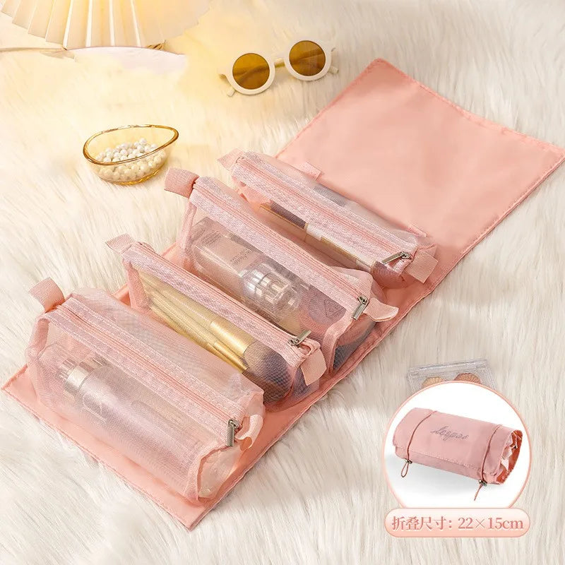 4-in-1 Detachable Cosmetic Bag – Large Capacity Travel Makeup Organizer