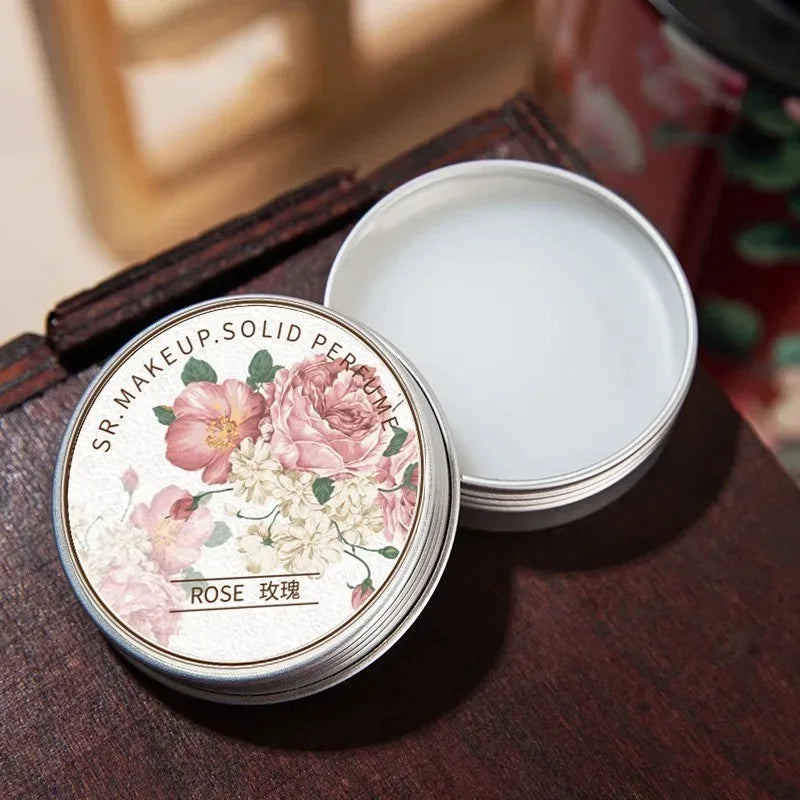 Solid Perfume Balm – Jasmine & Rose Floral Long-Lasting Fragrance (Portable)
