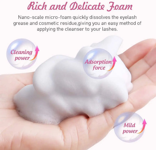 Professional Eyelash Extension Foam Cleanser – Deep Cleaning Set with Brush