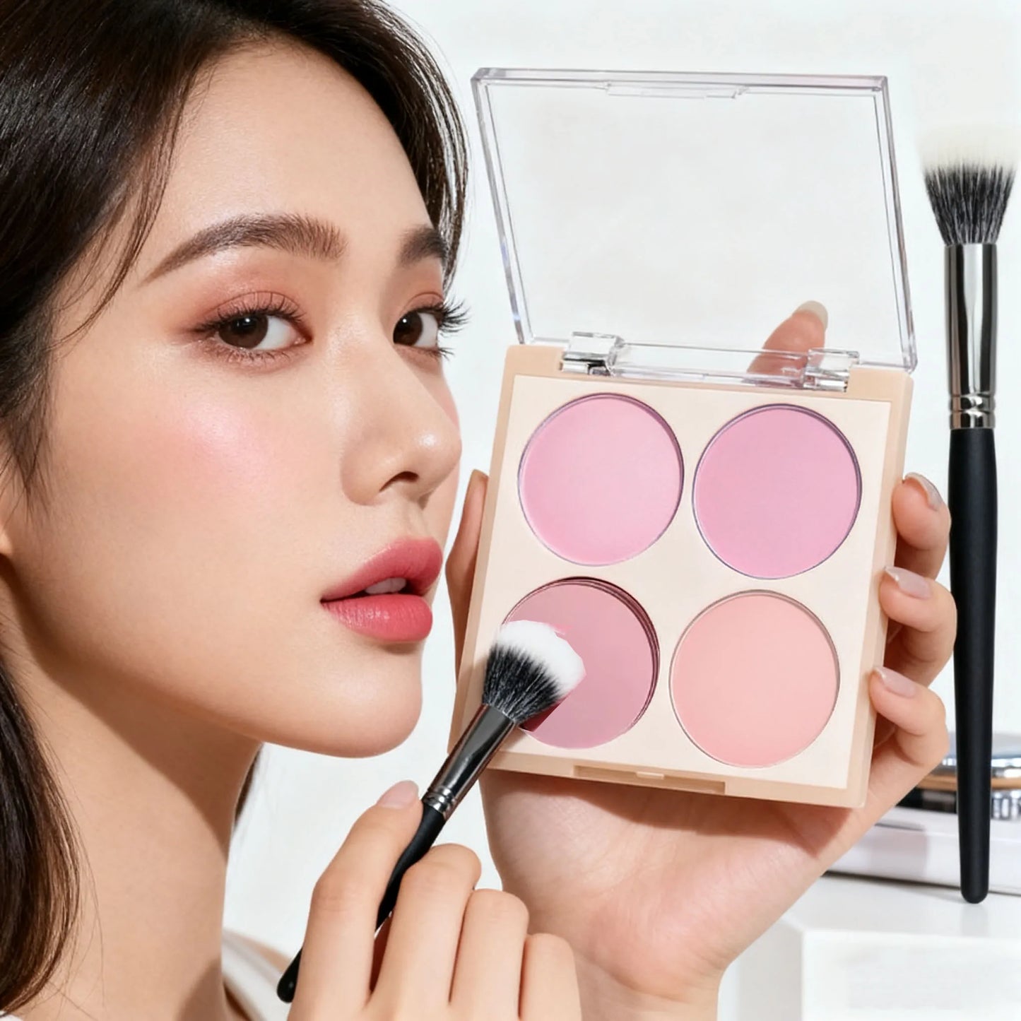 4-Color Matte Blush Palette – Natural Glow & Blendable Cheek Color