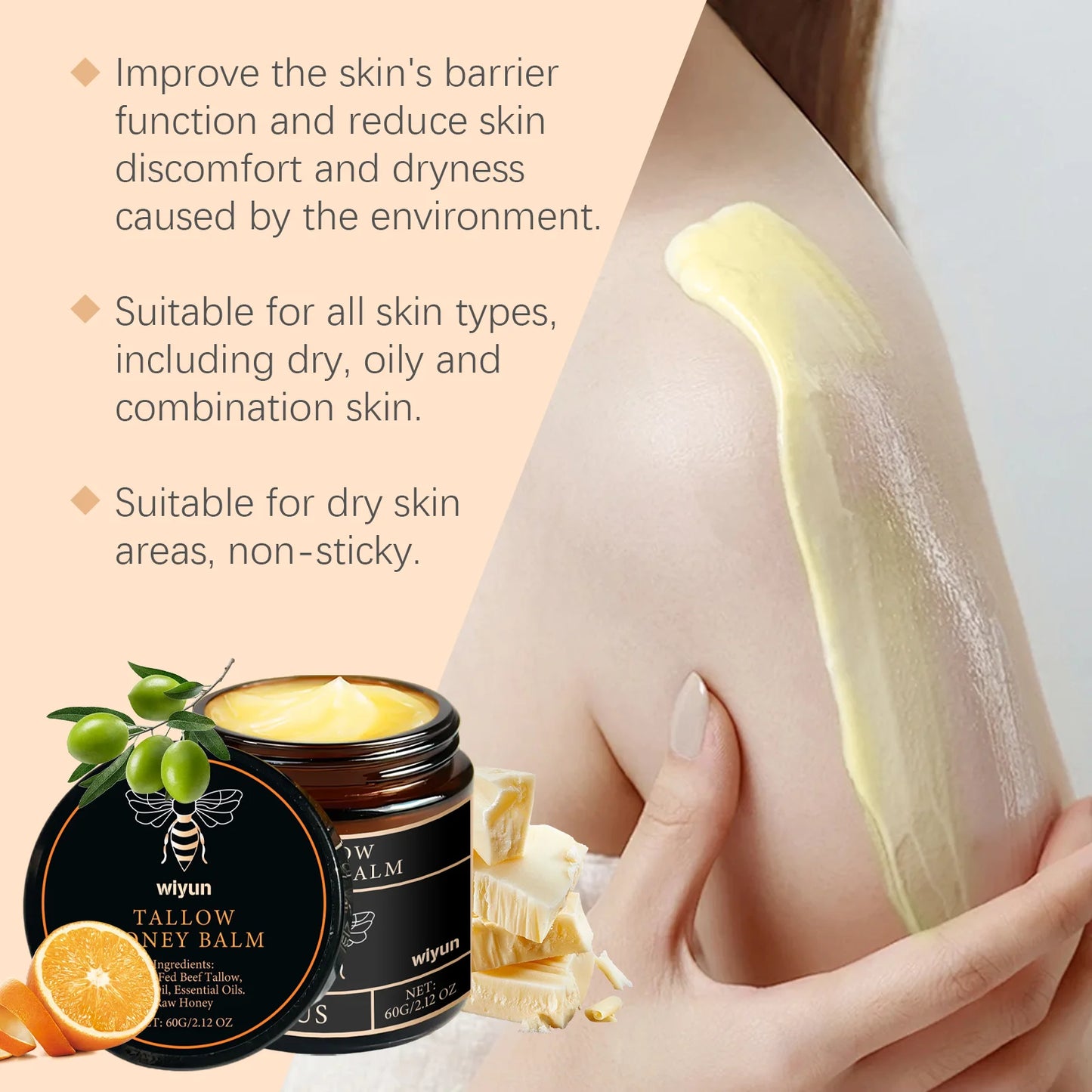 Tallow Honey Cream – Firming, Hydrating & Skin Elasticity Moisturizer