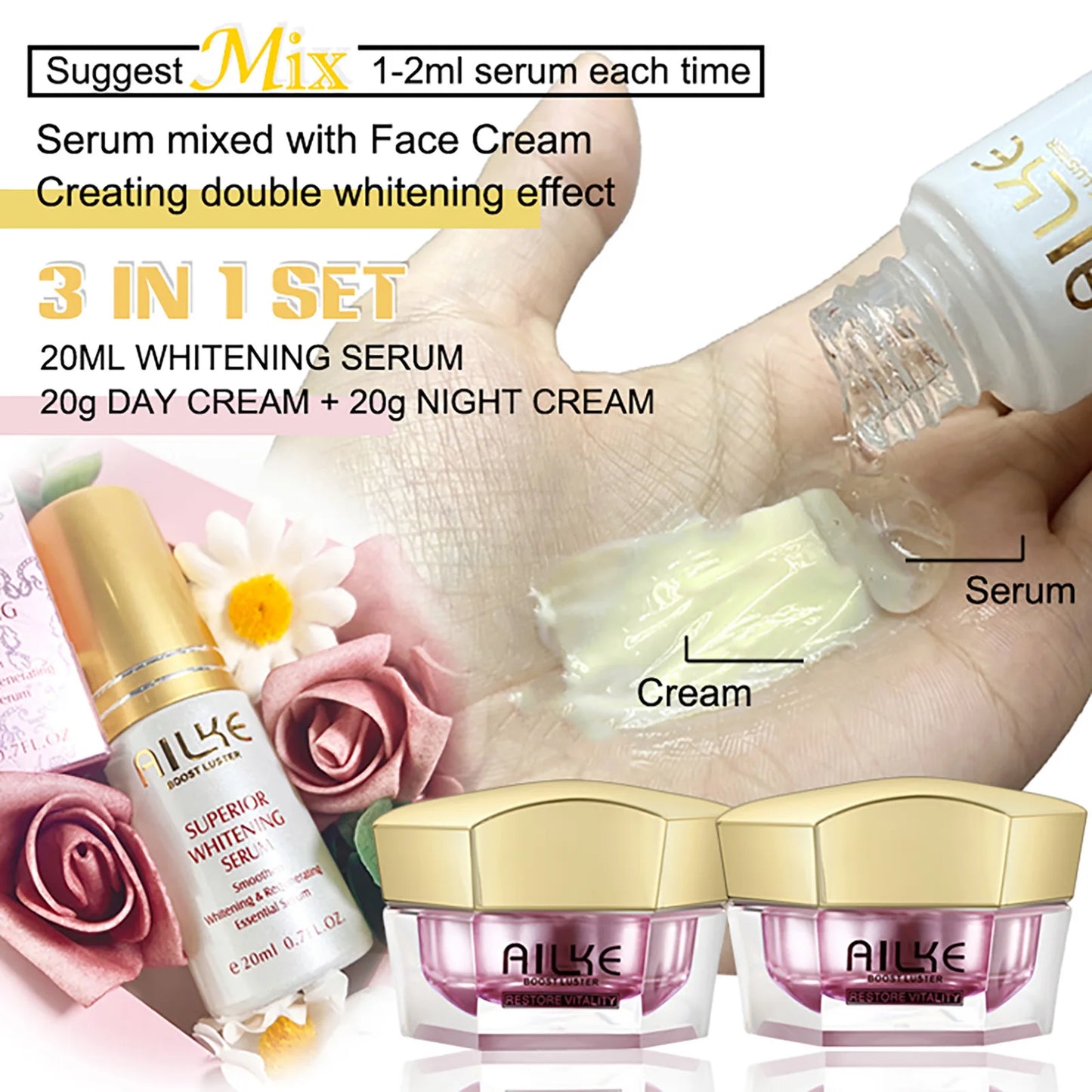 AILKE Collagen & Hyaluronic Acid Face Cream Set – Hydrating & Anti-Aging Care