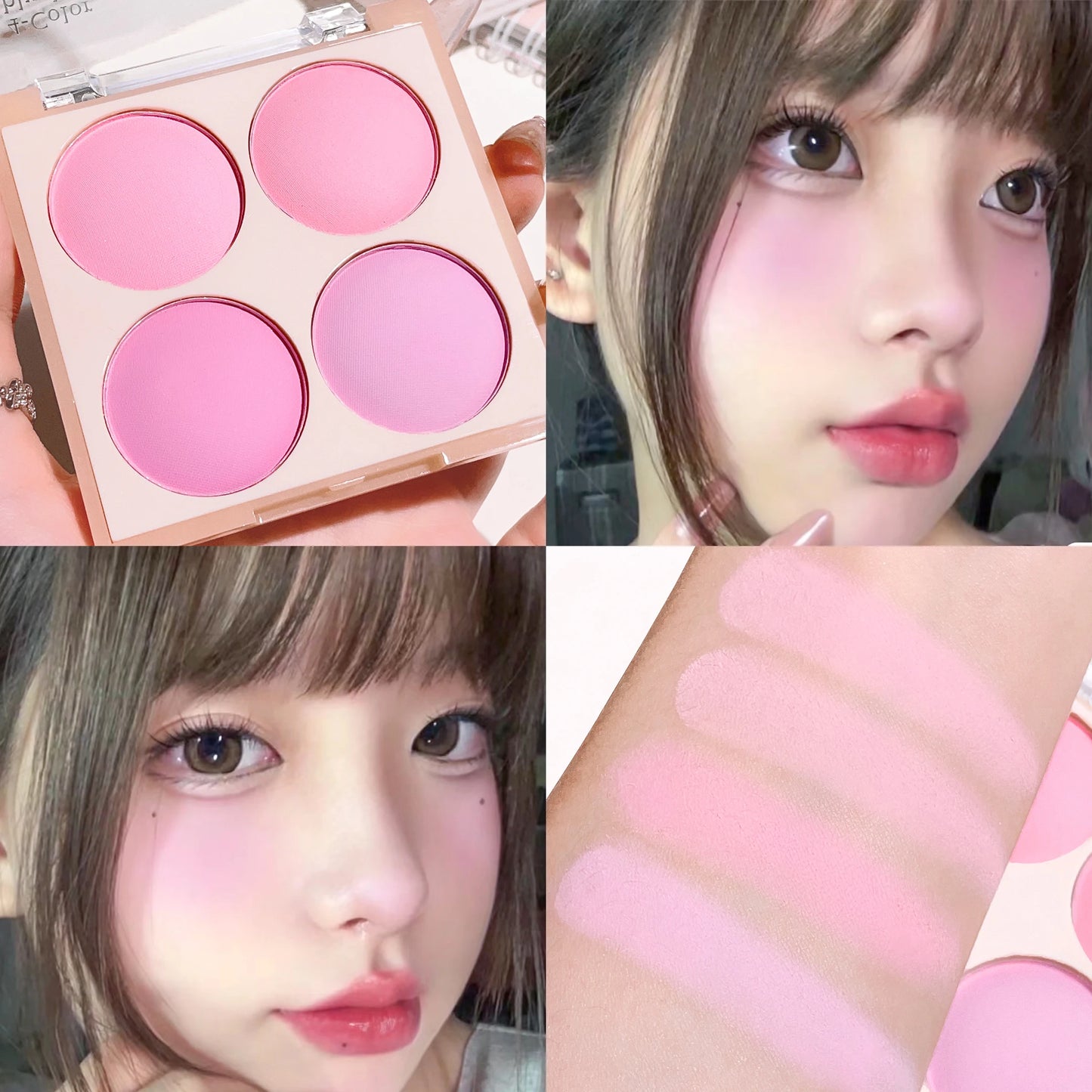 4-Color Matte Blush Palette – Natural Glow & Blendable Cheek Color