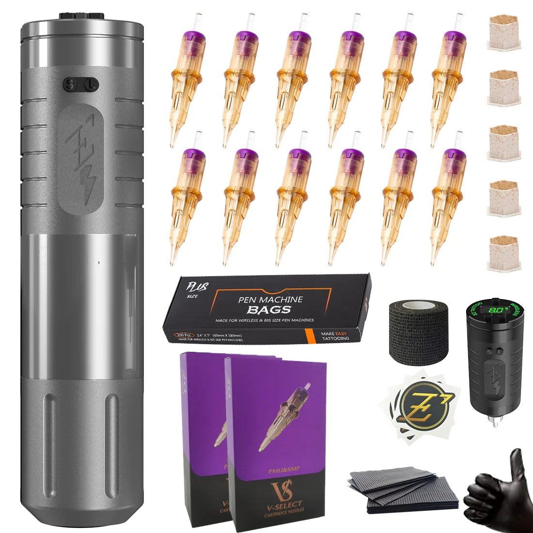 EZ EvoTech Wireless PMU Pen: Professional Tattoo & Permanent Makeup Kit