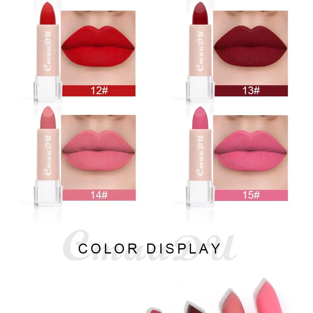 CmaaDu 15-Color Matte Liquid Lipstick Set – Waterproof Long Wear