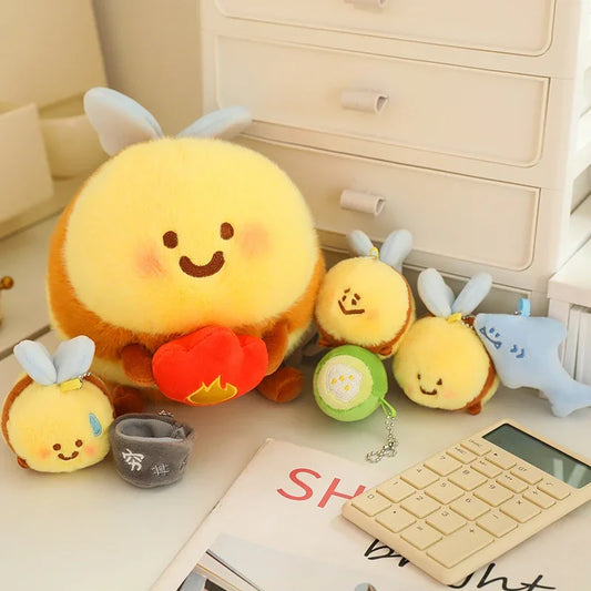 Cute Sha Bee Plush Toys Pendant Stuffed Cai Bee Plush Super Soft Honey Jar Plush Doll Bed Sleep Pillow Birthday Gifts for Kids