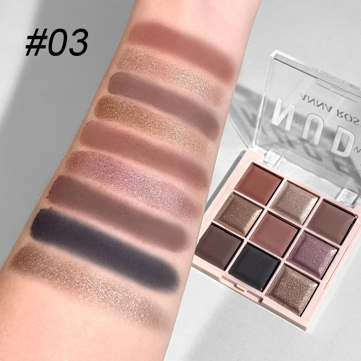 9-Color Eyeshadow Palette – Matte Shimmer Glitter Milk Tea Shades