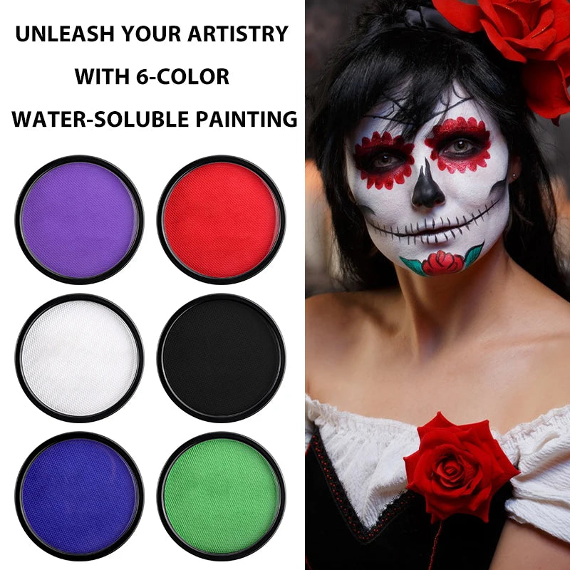 6 Colors Water Activated Face & Body Paint Kit – Non-Toxic Makeup