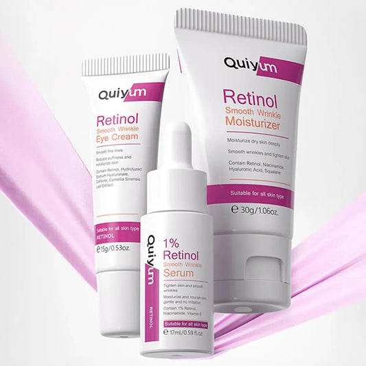 Retinol Skincare Kit – Serum, Face Moisturizer & Eye Cream for Elasticity & Glow