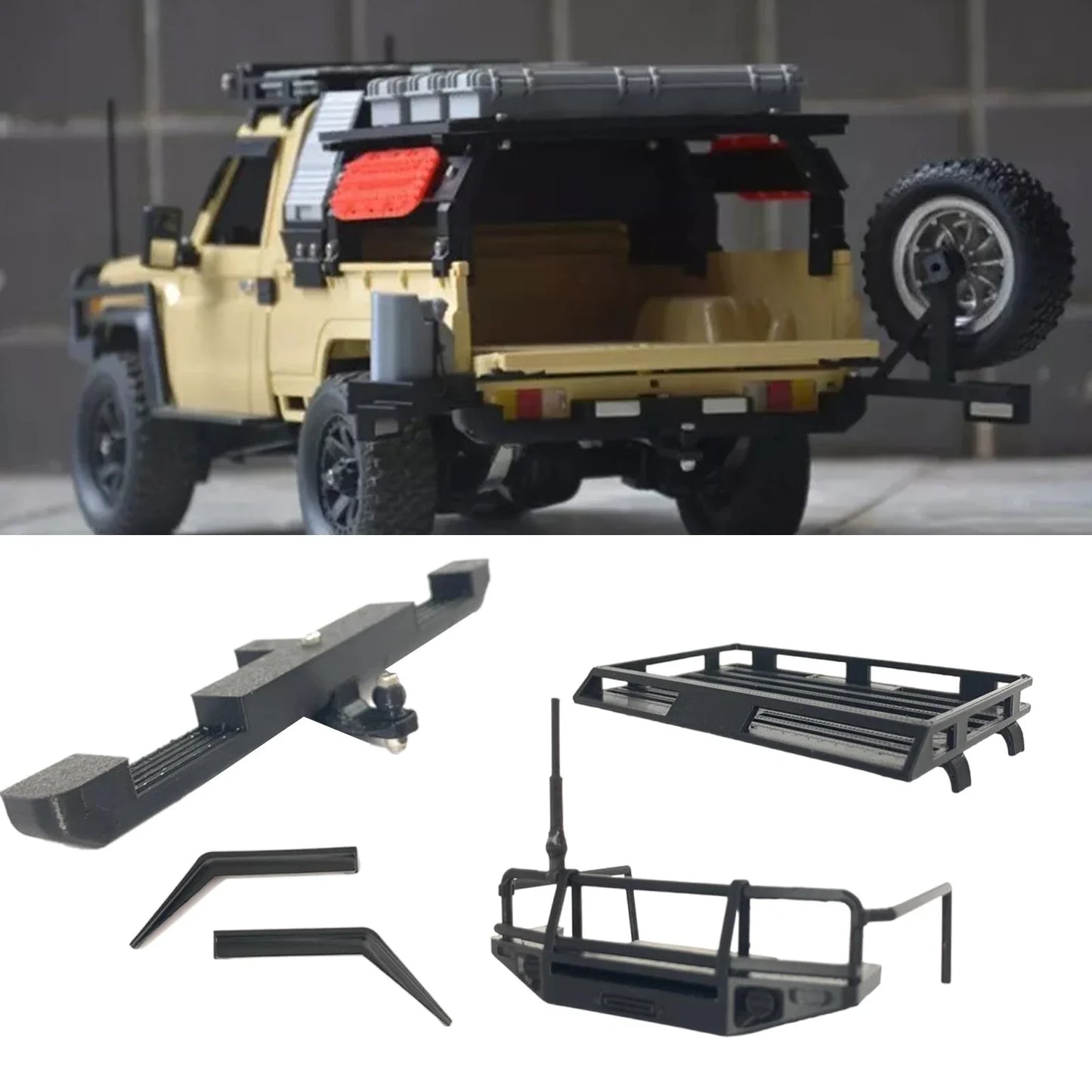 Durable 82 front bumper \ 80 roof rack \ rear bumper DIY Parts for MN1/12 MN82 MN-82 Truck 1:12 RC Car model Upgrade Accessories