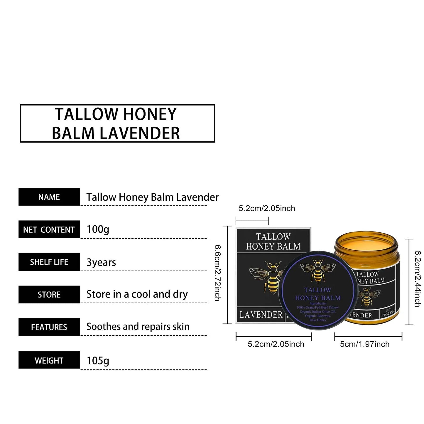 Tallow Honey Cream – Firming, Hydrating & Skin Elasticity Moisturizer