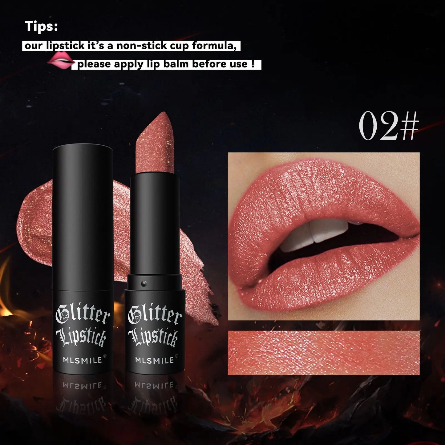7-Color Glitter Lipstick – Waterproof Diamond Metallic Shine