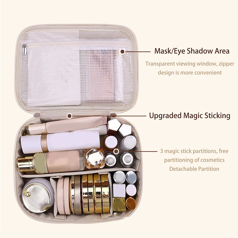 Large Capacity Cosmetic Bag with Adjustable Dividers