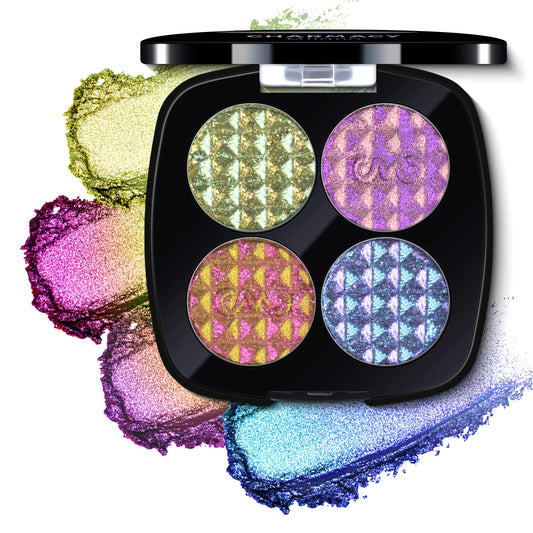 CHARMACY 4-Color Duochrome Eyeshadow Palette – Vegan Multichrome Long Lasting