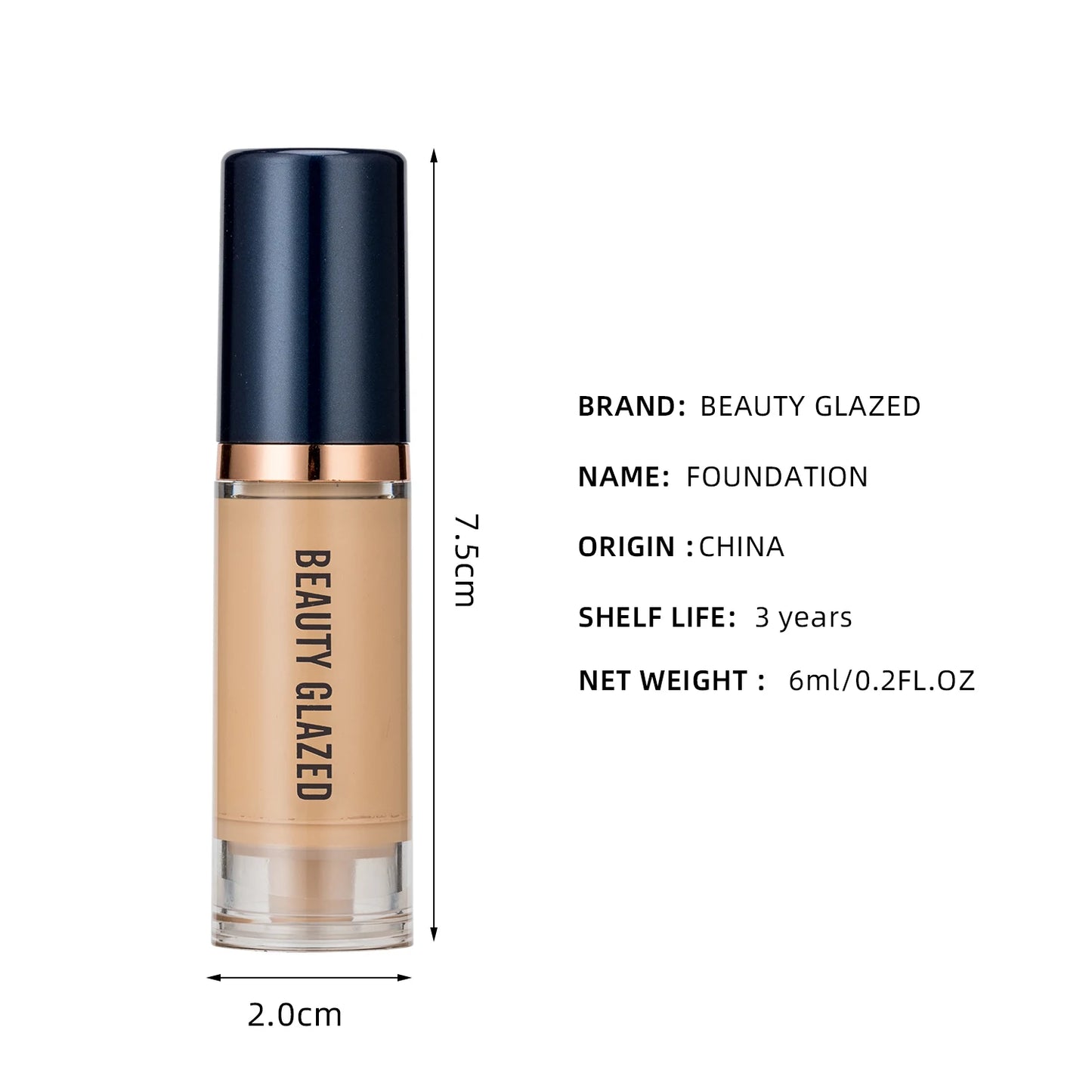 BEAUTY GLAZED Liquid Foundation – Full Coverage, Waterproof & Hydrating (6 Shades)