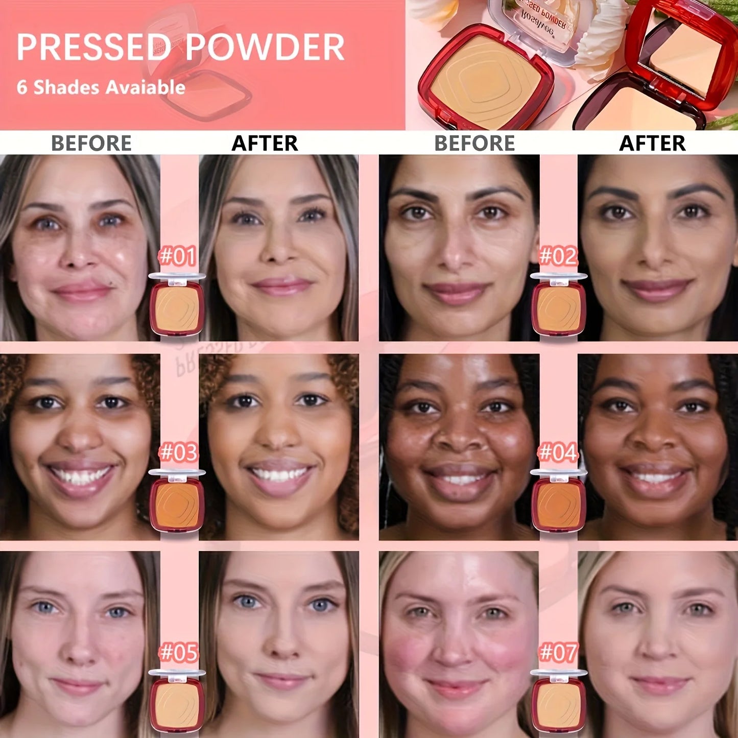 Matte Pressed Powder Foundation – Full Coverage Long Wear