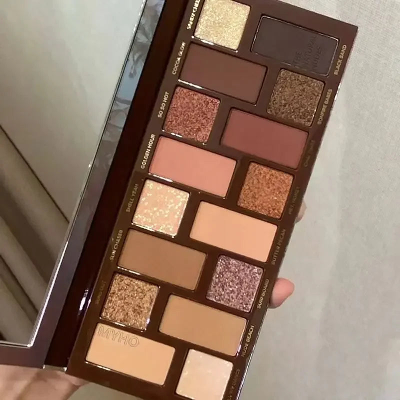 Surnelia Earth-Tone: 16-Color Matte & Glitter Eyeshadow Palette