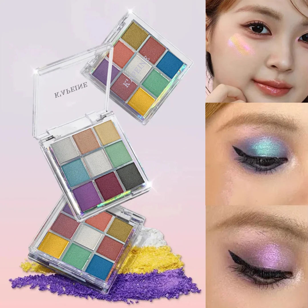 Surnelia Prism: 9-Color Multichrome Chameleon Eyeshadow Palette