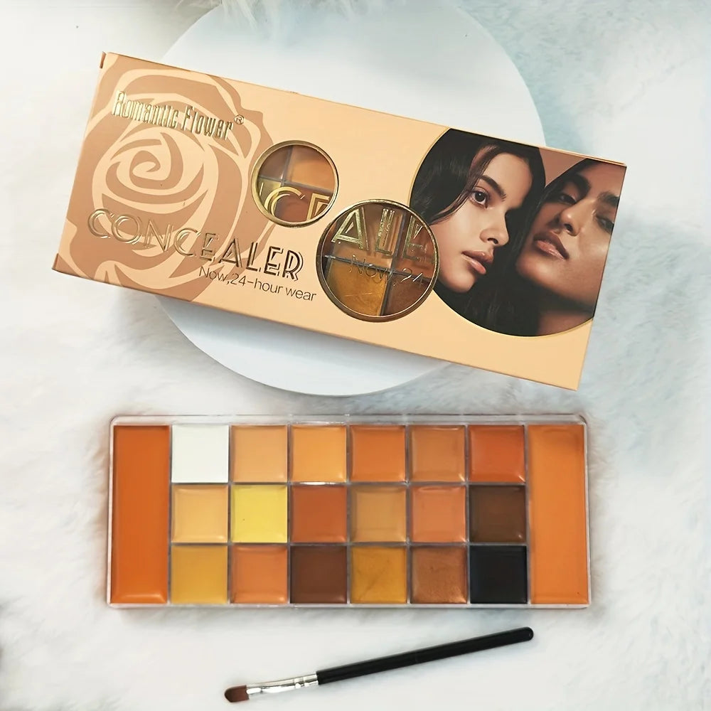 Romantic Flower 20-Color Concealer Palette – Full Coverage Earth Tone Makeup Tray