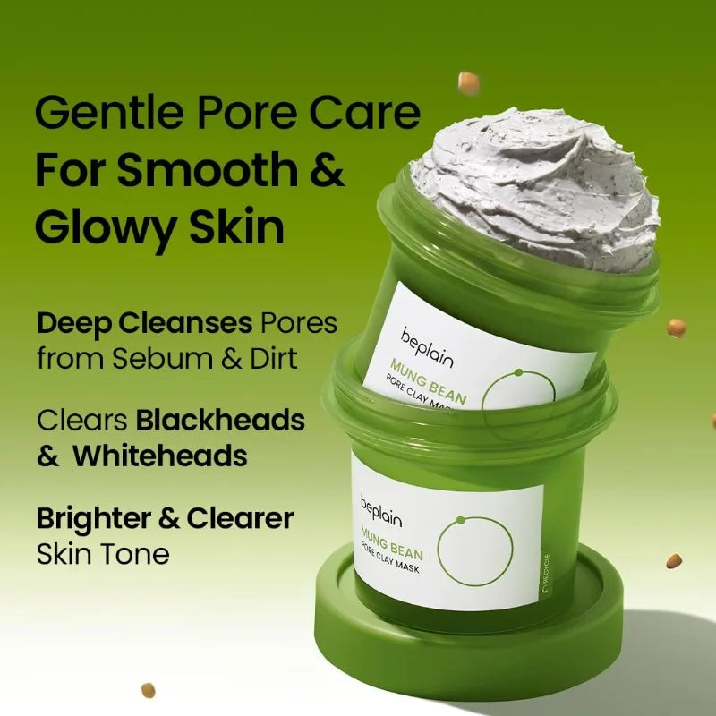 BEPLAIN Mung Bean Pore Serum, Cleansing Oil, Foam & Clay Mask Set