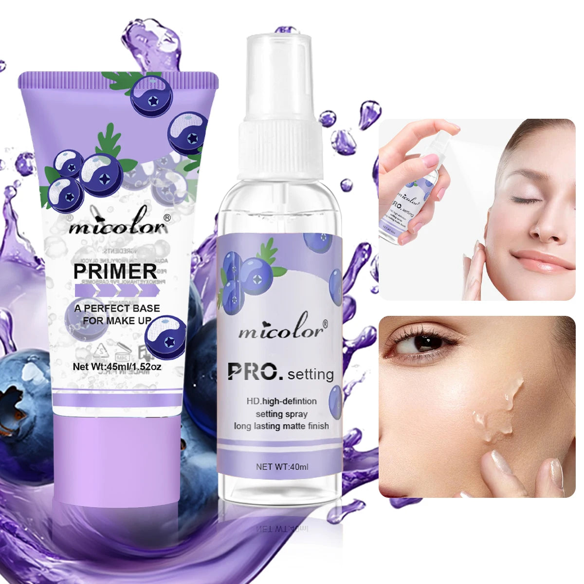 Makeup Primer & Setting Spray Set – Pore Blurring & Long Lasting Hold
