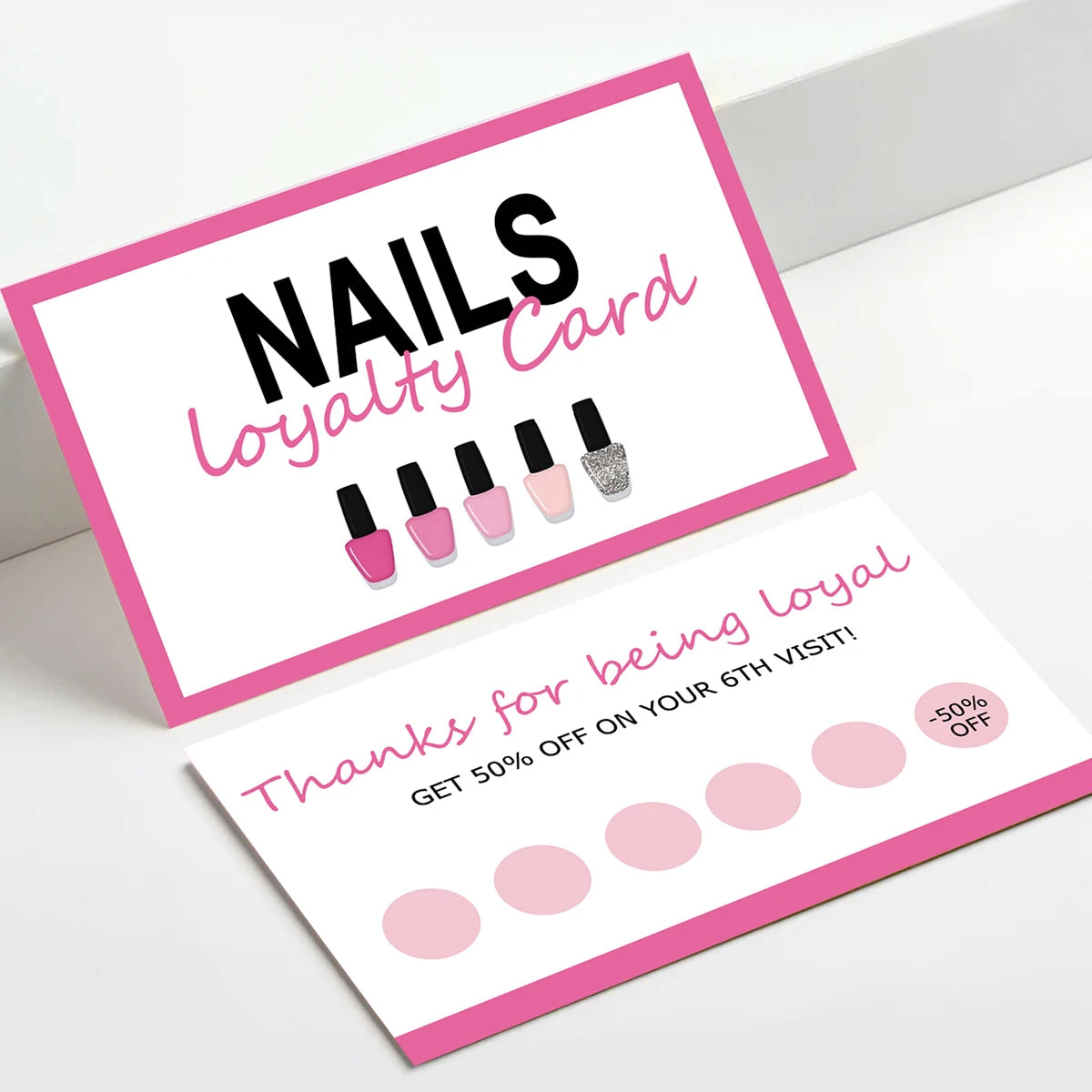 50pcs Nail Business Cards – Press On Nail Loyalty Cards