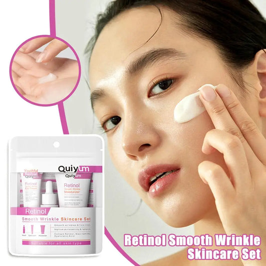 Retinol Skincare Kit – Serum, Face Moisturizer & Eye Cream for Elasticity & Glow