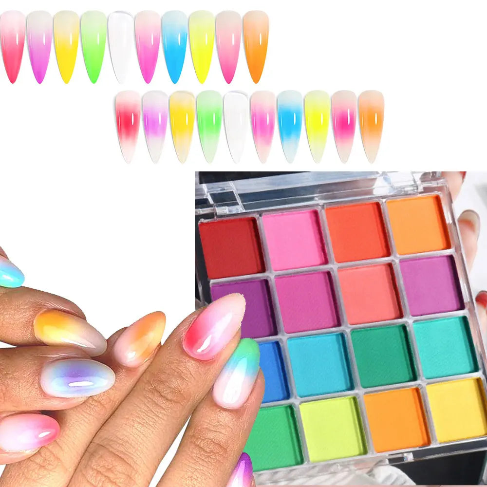 LuxeChromatic: 16-Color Neon & Ombre Nail Art Pigment Palette