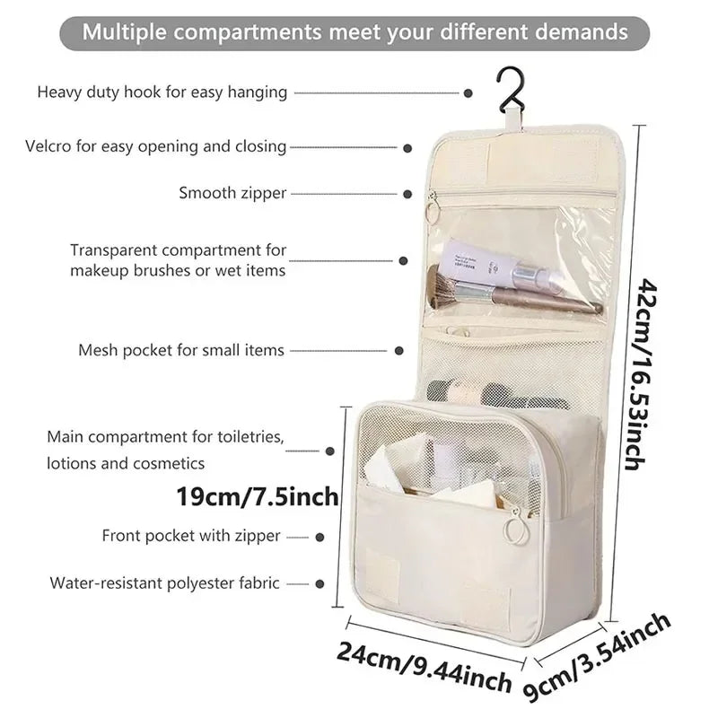 Hanging Travel Toiletry Bag with Hook (Waterproof)