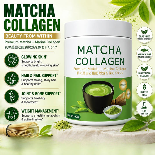 MatchaGlow: Marine Collagen & Green Tea Beauty Drink Mix