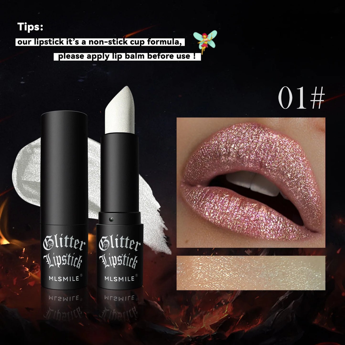 7-Color Glitter Lipstick – Waterproof Diamond Metallic Shine