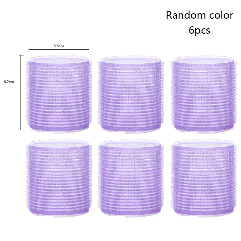 6pcs Self-Grip Hair Rollers – Heatless Curling & Volume Tools