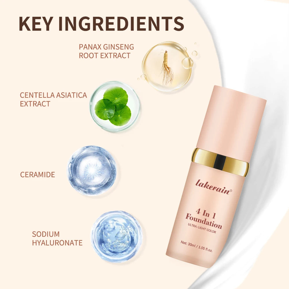 4-in-1 Waterproof Foundation – SPF 30 Long Wear Full Coverage