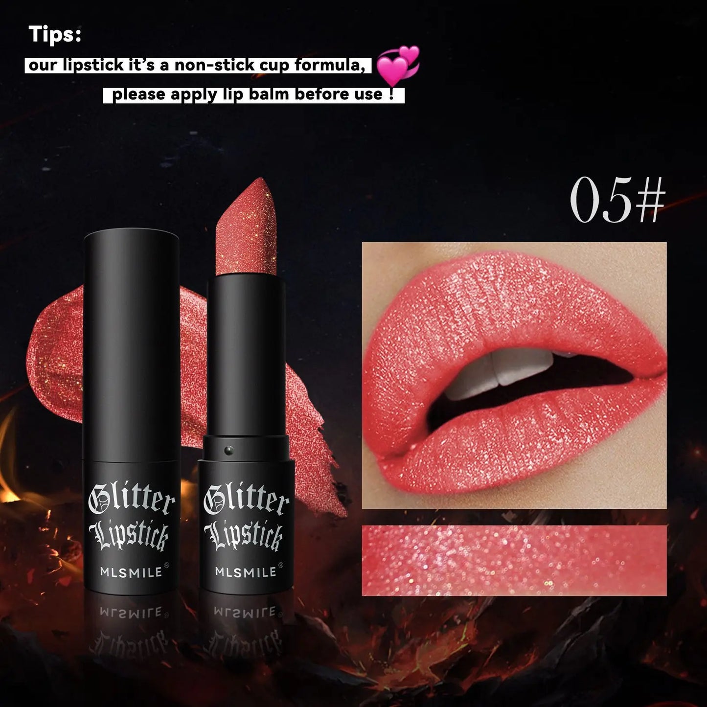 7-Color Glitter Lipstick – Waterproof Diamond Metallic Shine