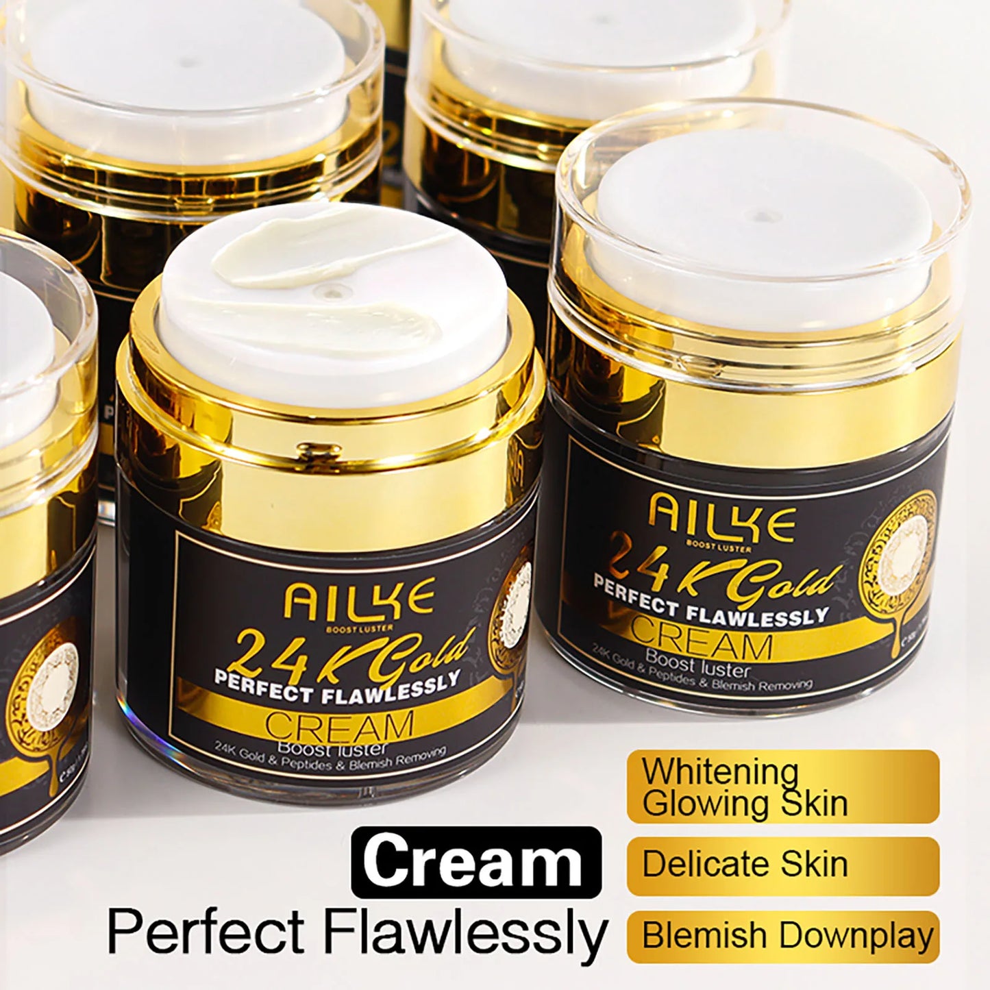 AILKE 24K Gold Skin Care Range – Dark Spot Reducer, Moisturizer & Anti-Wrinkle for Men & Women