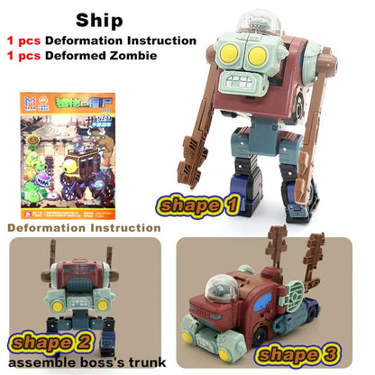 5 in 1 Plants vs Zombies Assembly Deformation BOSS Giant Zombie Robot Action Figure Model Toys Mech PVZ Transforming Gifts