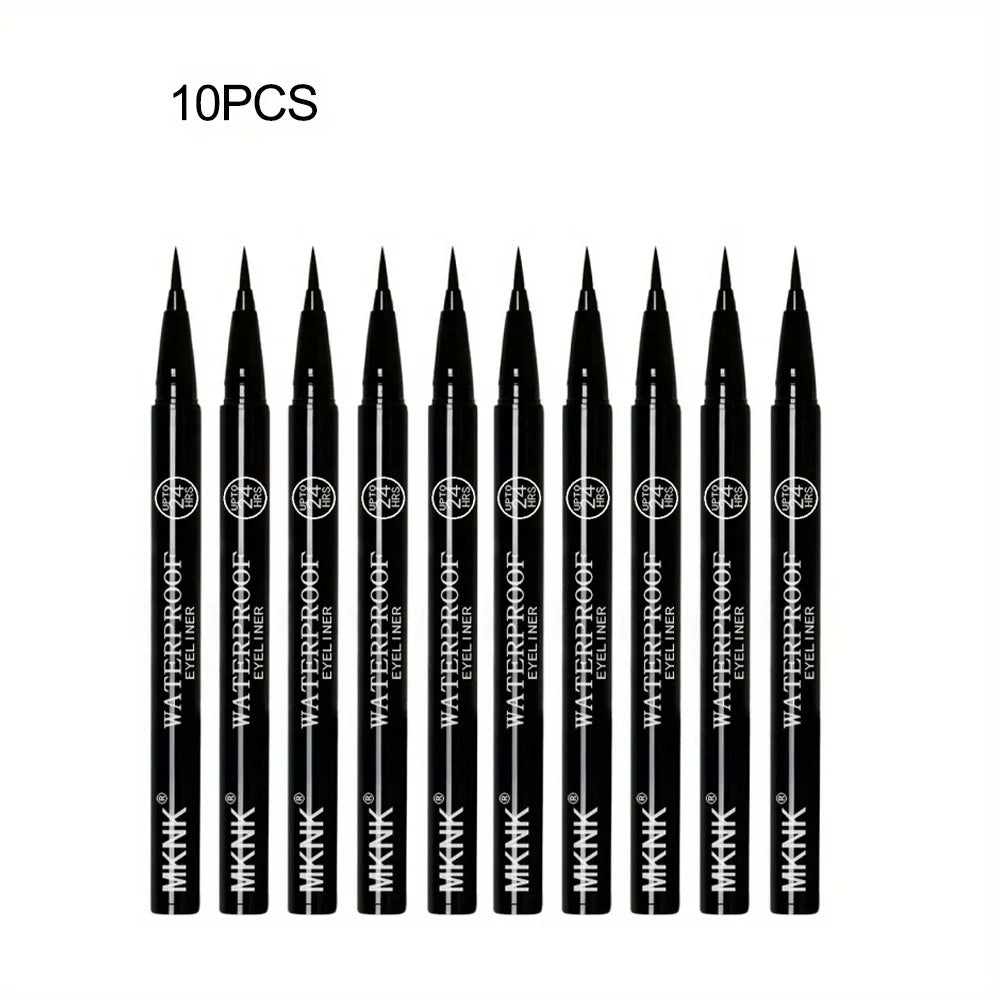 10pcs Waterproof Black Eyeliner Pen Set – Long Lasting Quick Dry