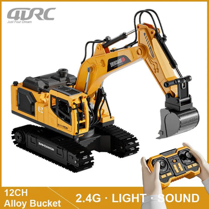 12 Channel RC Excavator Car 2.4G Remote Control Engineering Vehicle Crawler Truck Excavator Toys for Boys Kids Christmas Gifts