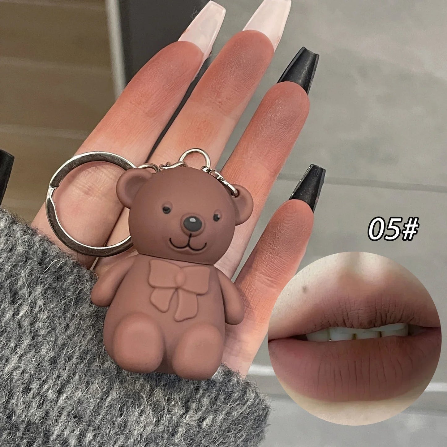 Cute Bear Lip Mud Keychain – Matte Velvet Lip Tint