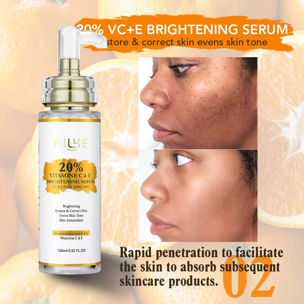 AILKE Vitamin C & E Brightening Face Serum – Hydrating Skin Care 100ml