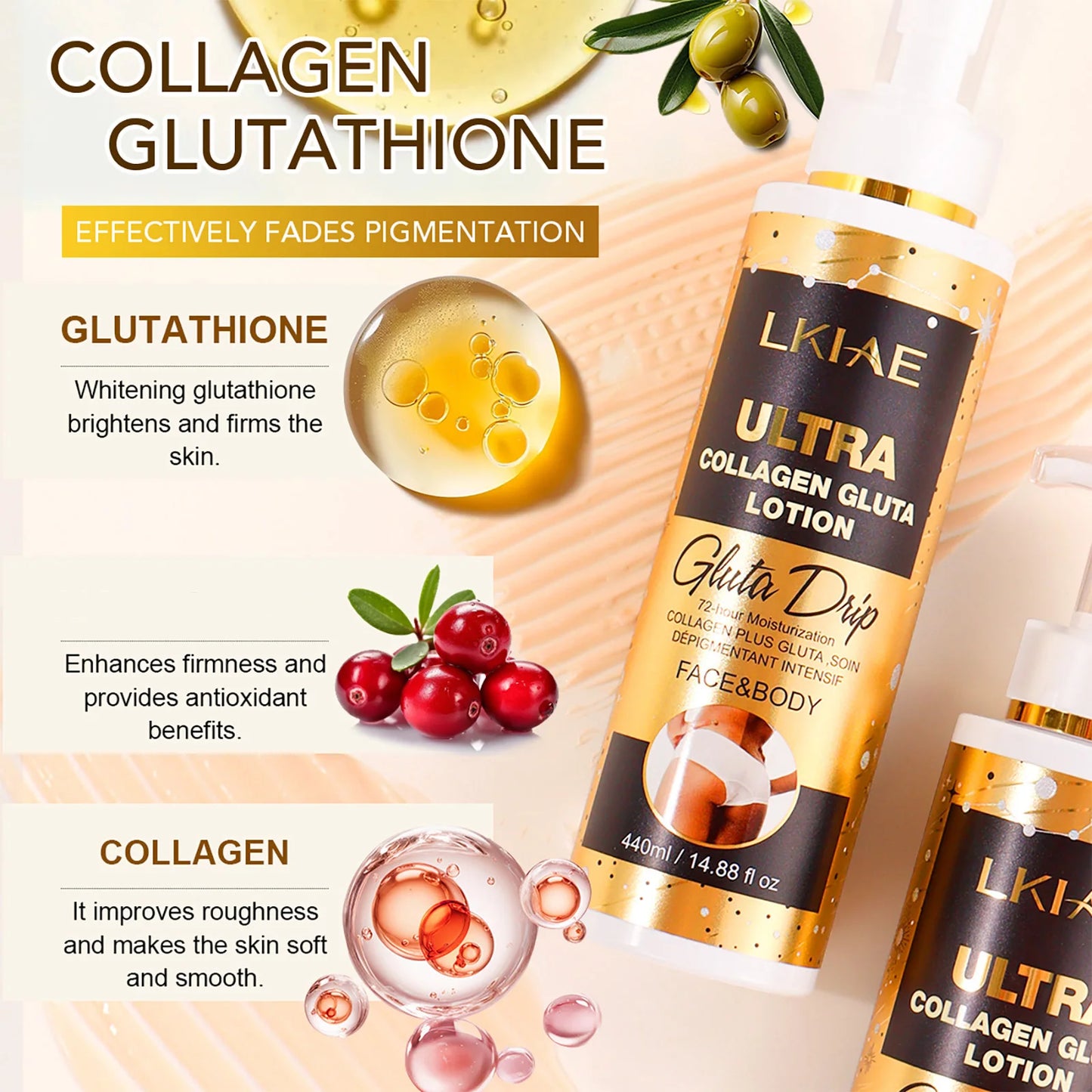 LKIAE Collagen & Glutathione Body Lotion – Hydrating Skin Tone Care