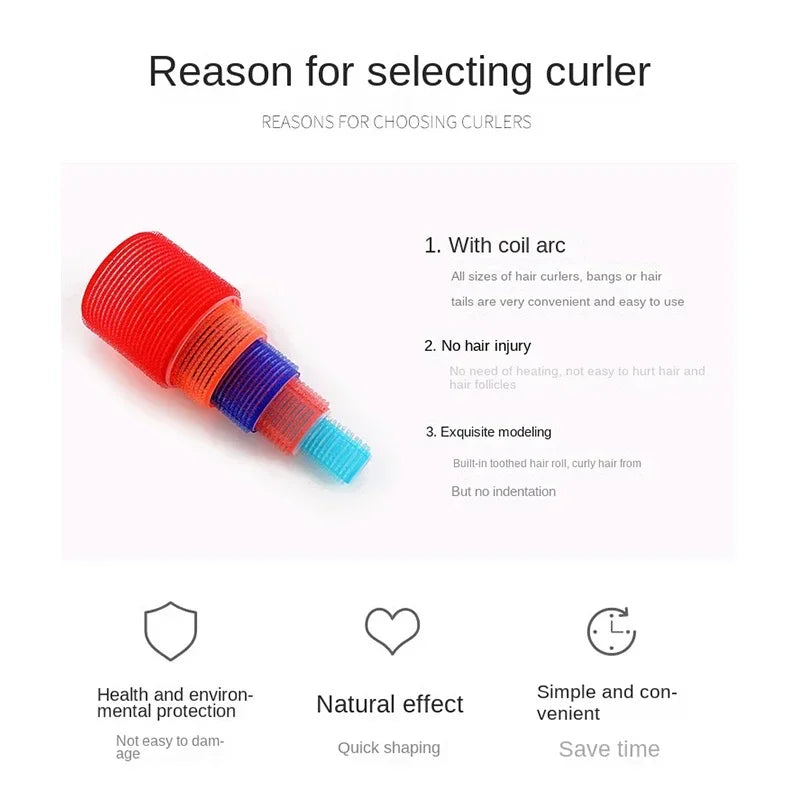 6pcs Self-Grip Hair Rollers – Heatless Curling & Volume Tools