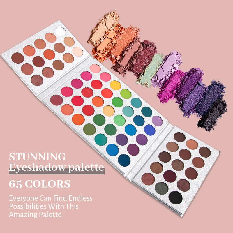 Veronni 65-Color Eyeshadow Palette – High-Pigmented Matte & Glitter Finishes