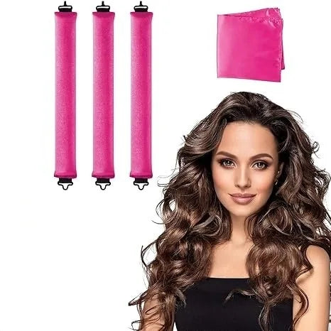 3pcs Heatless Hair Curler Set – No Heat Satin Curlers with Scarf